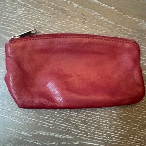 Wilsons Leather Small Zippered Pouch One Size Red Pebbled Leather Coin Purse